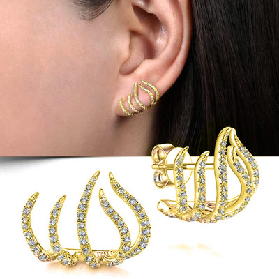 Cercei tip gheare de culoare argintiu Huitan cu cristal AAA CZ Piatră Design modern Accesorii versatile de modă Bijuterii pentru femei 2022