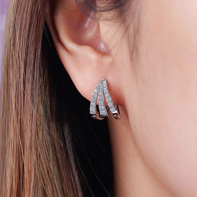Cercei tip gheare de culoare argintiu Huitan cu cristal AAA CZ Piatră Design modern Accesorii versatile de modă Bijuterii pentru femei 2022