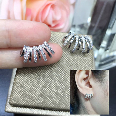 Cercei tip gheare de culoare argintiu Huitan cu cristal AAA CZ Piatră Design modern Accesorii versatile de modă Bijuterii pentru femei 2022