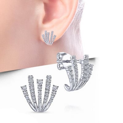 Cercei tip gheare de culoare argintiu Huitan cu cristal AAA CZ Piatră Design modern Accesorii versatile de modă Bijuterii pentru femei 2022