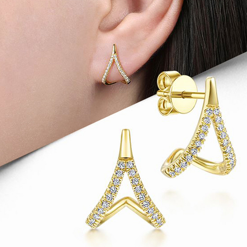 Cercei tip gheare de culoare argintiu Huitan cu cristal AAA CZ Piatră Design modern Accesorii versatile de modă Bijuterii pentru femei 2022