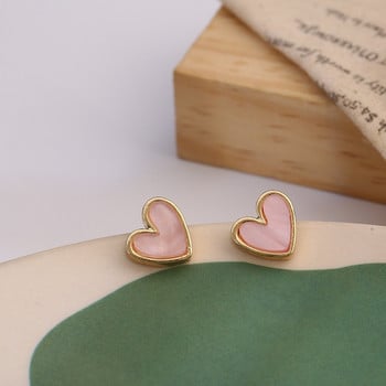 Χαριτωμένα κορεατικά σκουλαρίκια Heart Bling Zircon Stone Rose Gold Color Stud σκουλαρίκι για γυναίκες Μόδα κοσμήματα 2021 Νέο δώρο