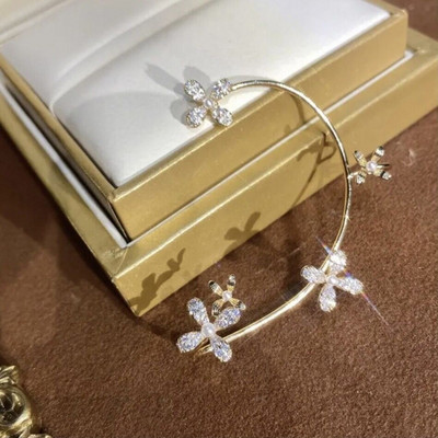 Hõbetatud metallist lehest liblikas klambriga kõrvarõngad naistele kõrvaklambrid ilma augustamiseta sädelev tsirkoon kõrvamanseti moeehted