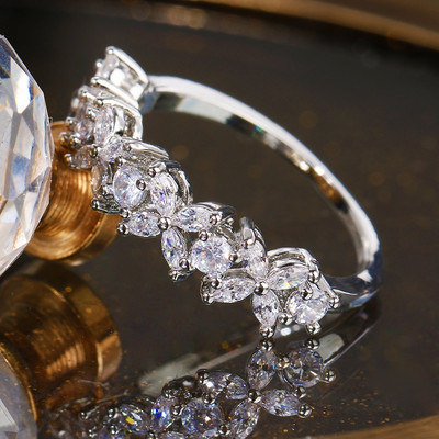 Модни луксозни годежни пръстени с кубичен цирконий за жени Маркиза Кристал сватбен пръстен Парти бижута Подарък