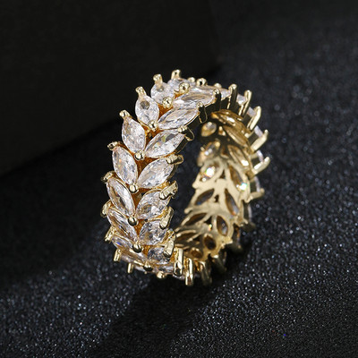 Модни луксозни годежни пръстени с кубичен цирконий за жени Маркиза Кристал сватбен пръстен Парти бижута Подарък