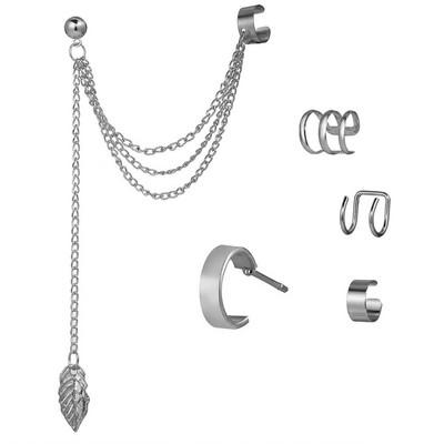 LATS Cercei cu clemă pentru urechi, cu frunze de culoare aurie, negru, fără piercing, pentru femei, bărbați, cercei fals pentru cartilaj, bijuterii cu manșetă cu ridicata
