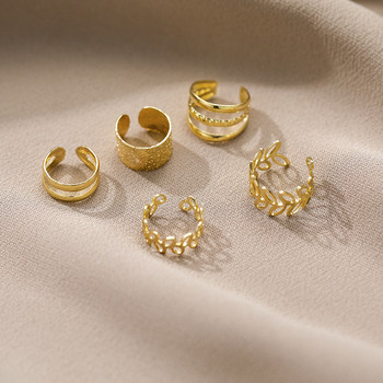 LATS Сребърни цветни обеци с щипки с листа за жени, мъже Creative Simple C Ear Cuff Непробиващи уши Комплект щипки за уши Trend Jewelry Gift