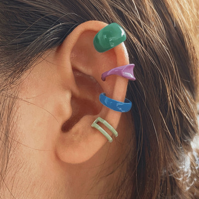 LATS Сребърни цветни обеци с щипки с листа за жени, мъже Creative Simple C Ear Cuff Непробиващи уши Комплект щипки за уши Trend Jewelry Gift