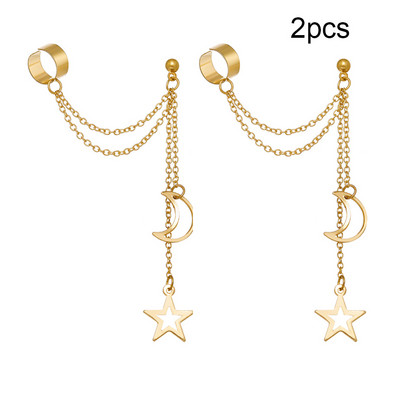 LATS Сребърни цветни обеци с щипки с листа за жени, мъже Creative Simple C Ear Cuff Непробиващи уши Комплект щипки за уши Trend Jewelry Gift