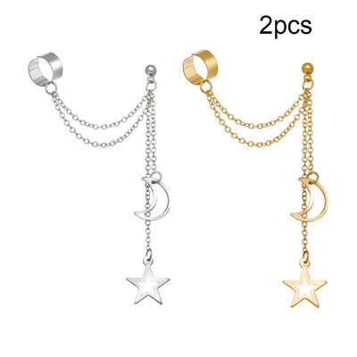 LATS Сребърни цветни обеци с щипки с листа за жени, мъже Creative Simple C Ear Cuff Непробиващи уши Комплект щипки за уши Trend Jewelry Gift