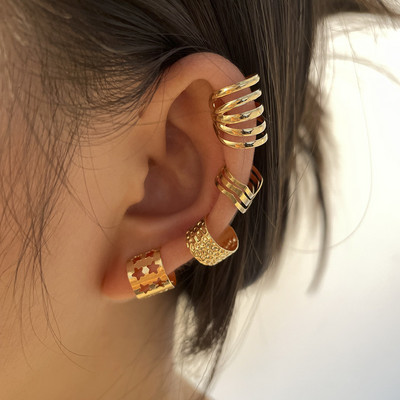 LATS Сребърни цветни обеци с щипки с листа за жени, мъже Creative Simple C Ear Cuff Непробиващи уши Комплект щипки за уши Trend Jewelry Gift