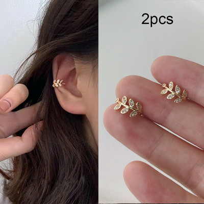 LATS Сребърни цветни обеци с щипки с листа за жени, мъже Creative Simple C Ear Cuff Непробиващи уши Комплект щипки за уши Trend Jewelry Gift