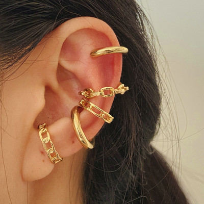 LATS Сребърни цветни обеци с щипки с листа за жени, мъже Creative Simple C Ear Cuff Непробиващи уши Комплект щипки за уши Trend Jewelry Gift