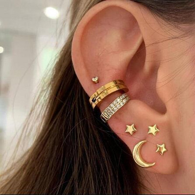 LATS Сребърни цветни обеци с щипки с листа за жени, мъже Creative Simple C Ear Cuff Непробиващи уши Комплект щипки за уши Trend Jewelry Gift