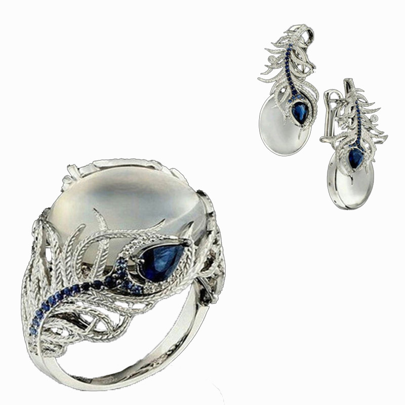 2020 3 ks Módne zirkónové zvieratá v tvare listu Šperky Sady pre ženy Vynikajúce náušnice Prsteňe Boho Svadobné doplnky Mujer