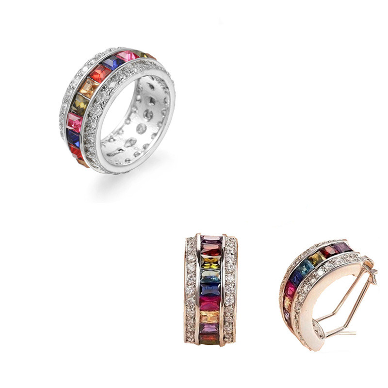 2020 3 ks Módne zirkónové zvieratá v tvare listu Šperky Sady pre ženy Vynikajúce náušnice Prsteňe Boho Svadobné doplnky Mujer