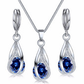 Colier de modă de culoare argintie, cercei, seturi de bijuterii din zirconiu cubic, bijuterii elegante cu zircon, din cristal, set de bijuterii de nuntă pentru femei