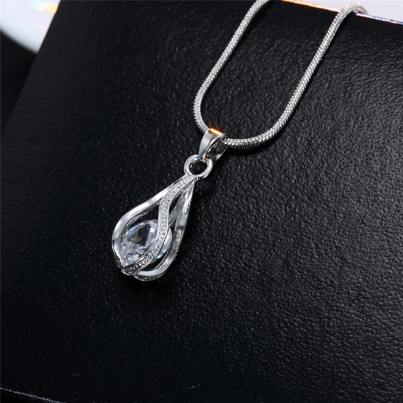 Colier de modă de culoare argintie, cercei, seturi de bijuterii din zirconiu cubic, bijuterii elegante cu zircon, din cristal, set de bijuterii de nuntă pentru femei
