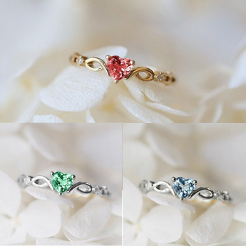 Huitan Simple Heart Ring For Women Γυναικεία χαριτωμένα δάχτυλα δαχτυλίδια Ρομαντικό δώρο γενεθλίων για τη φίλη Μόδα κοσμήματα ζιργκόν