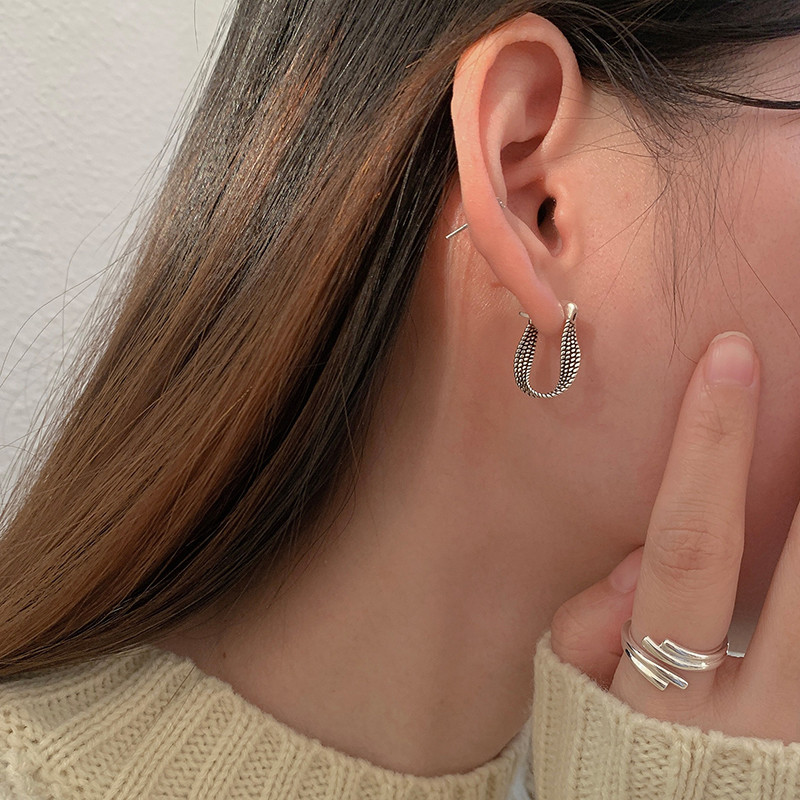 FOXANRY Vintage punk sidabro spalvos auskarai moterims Naujos mados Creative Twist Winding geometriniai rankų darbo vakarėlių papuošalai