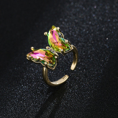 GMGYQ Материал пеперуда Стъкло Романтични бижута Гривна Колие Комплект обеци за жени Аксесоари за рокля за сватбена вечеря