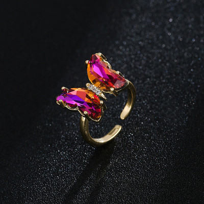 GMGYQ Материал пеперуда Стъкло Романтични бижута Гривна Колие Комплект обеци за жени Аксесоари за рокля за сватбена вечеря