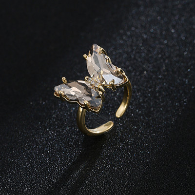 GMGYQ Материал пеперуда Стъкло Романтични бижута Гривна Колие Комплект обеци за жени Аксесоари за рокля за сватбена вечеря