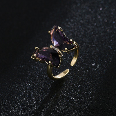 GMGYQ Материал пеперуда Стъкло Романтични бижута Гривна Колие Комплект обеци за жени Аксесоари за рокля за сватбена вечеря