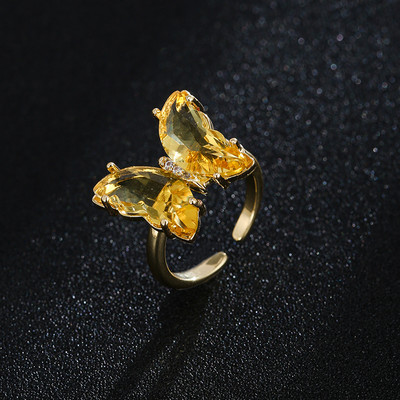 GMGYQ Материал пеперуда Стъкло Романтични бижута Гривна Колие Комплект обеци за жени Аксесоари за рокля за сватбена вечеря