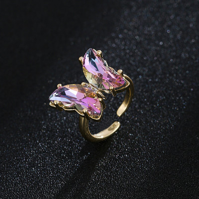 GMGYQ Материал пеперуда Стъкло Романтични бижута Гривна Колие Комплект обеци за жени Аксесоари за рокля за сватбена вечеря