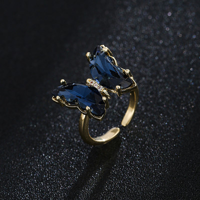 GMGYQ Материал пеперуда Стъкло Романтични бижута Гривна Колие Комплект обеци за жени Аксесоари за рокля за сватбена вечеря