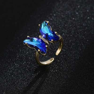 GMGYQ Материал пеперуда Стъкло Романтични бижута Гривна Колие Комплект обеци за жени Аксесоари за рокля за сватбена вечеря