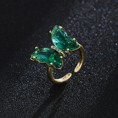 GMGYQ Материал пеперуда Стъкло Романтични бижута Гривна Колие Комплект обеци за жени Аксесоари за рокля за сватбена вечеря