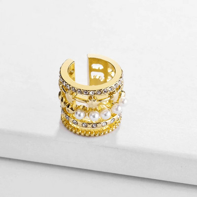 2022 új divatos gyöngy fülmandzsetta Bohemia egymásra rakható C alakú CZ strasszos kis füldugók csíptetős fülbevalók nőknek esküvői ékszerek