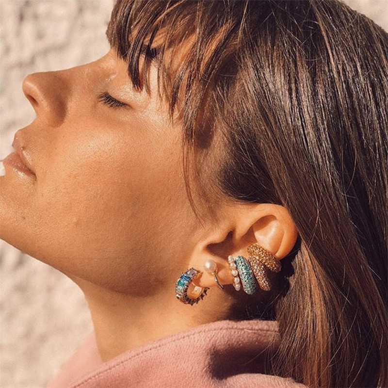 2022 új divatos gyöngy fülmandzsetta Bohemia egymásra rakható C alakú CZ strasszos kis füldugók csíptetős fülbevalók nőknek esküvői ékszerek