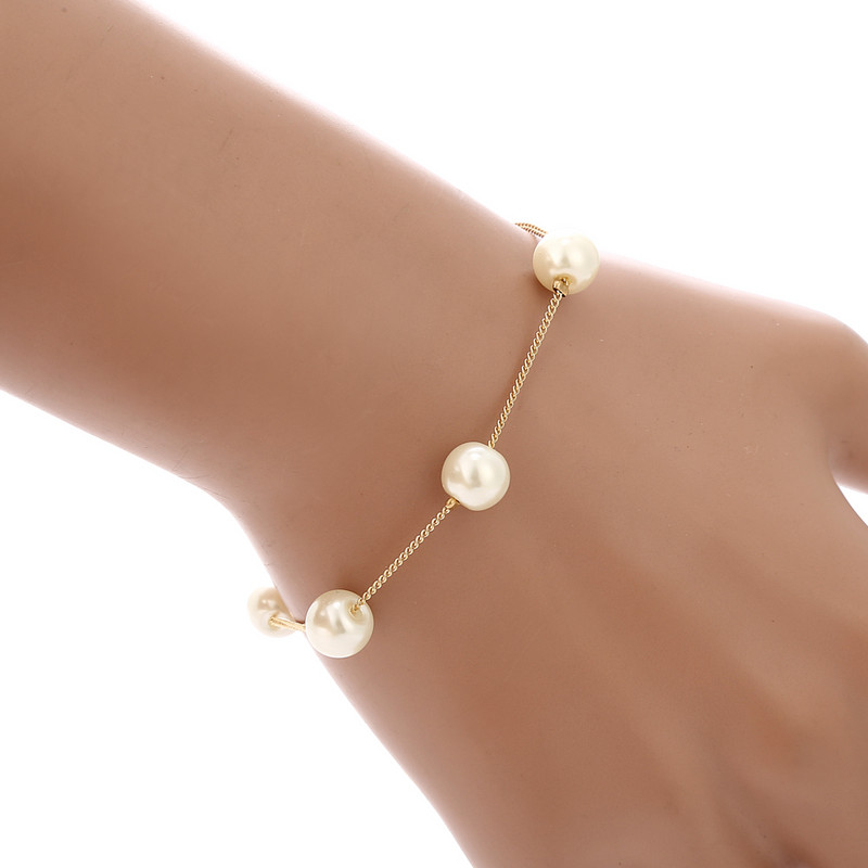 Bijuterii de nuntă Set de colier simplu din perle de imitație Brățară asortată Cercei pentru femei Accesorii pentru petrecerea de logodnă Nou2019