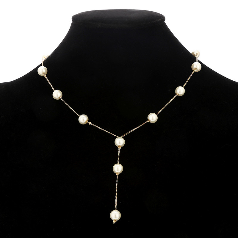 Bijuterii de nuntă Set de colier simplu din perle de imitație Brățară asortată Cercei pentru femei Accesorii pentru petrecerea de logodnă Nou2019