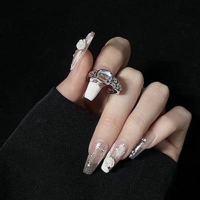 Inele neregulate de piatră Y2K estetic animal roșu inel de piatră pentru femei Egirl Vintage muguri de flori Inele deschise Accesorii de bijuterii