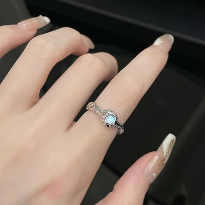 Inele neregulate de piatră Y2K estetic animal roșu inel de piatră pentru femei Egirl Vintage muguri de flori Inele deschise Accesorii de bijuterii