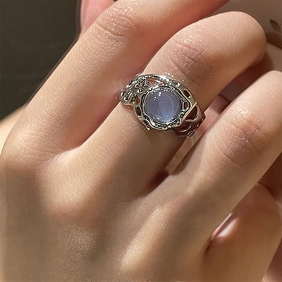 Inele neregulate de piatră Y2K estetic animal roșu inel de piatră pentru femei Egirl Vintage muguri de flori Inele deschise Accesorii de bijuterii