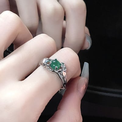 Inele neregulate de piatră Y2K estetic animal roșu inel de piatră pentru femei Egirl Vintage muguri de flori Inele deschise Accesorii de bijuterii