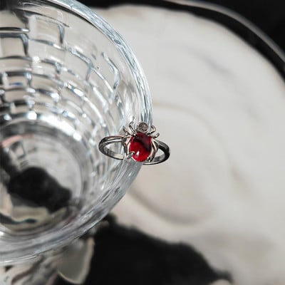 Inele neregulate de piatră Y2K estetic animal roșu inel de piatră pentru femei Egirl Vintage muguri de flori Inele deschise Accesorii de bijuterii