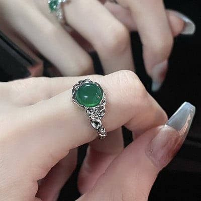 Inele neregulate de piatră Y2K estetic animal roșu inel de piatră pentru femei Egirl Vintage muguri de flori Inele deschise Accesorii de bijuterii