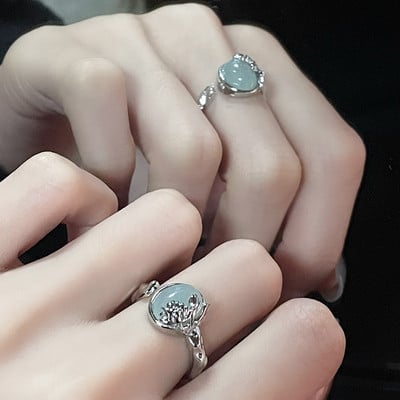 Inele neregulate de piatră Y2K estetic animal roșu inel de piatră pentru femei Egirl Vintage muguri de flori Inele deschise Accesorii de bijuterii