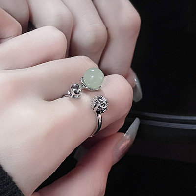 Inele neregulate de piatră Y2K estetic animal roșu inel de piatră pentru femei Egirl Vintage muguri de flori Inele deschise Accesorii de bijuterii