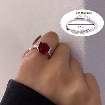 Inele neregulate de piatră Y2K estetic animal roșu inel de piatră pentru femei Egirl Vintage muguri de flori Inele deschise Accesorii de bijuterii