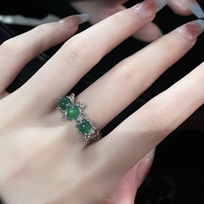 Inele neregulate de piatră Y2K estetic animal roșu inel de piatră pentru femei Egirl Vintage muguri de flori Inele deschise Accesorii de bijuterii