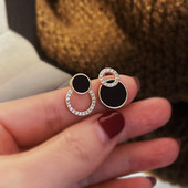 Cercei de damă asimetrici, rotunzi, gol, rotunzi, cercei cu știfturi, accesorii cu strasuri pentru femei pendientes mujer