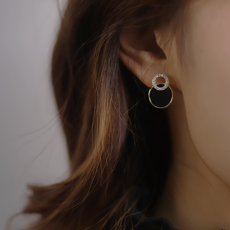 Cercei de damă asimetrici, rotunzi, gol, rotunzi, cercei cu știfturi, accesorii cu strasuri pentru femei pendientes mujer