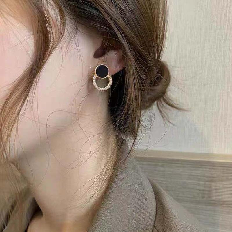 Cercei de damă asimetrici, rotunzi, gol, rotunzi, cercei cu știfturi, accesorii cu strasuri pentru femei pendientes mujer